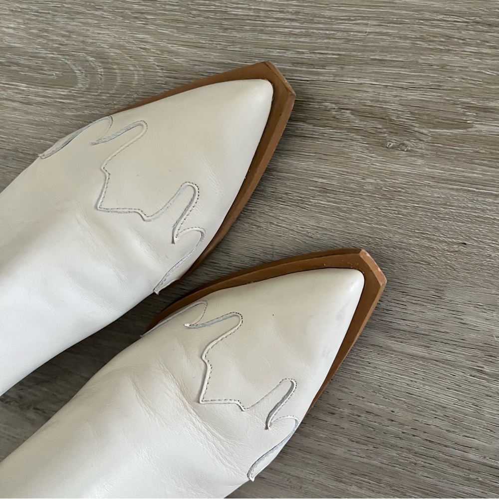 All Saints Cream Leather Slingback Mules - Picture 3 of 9